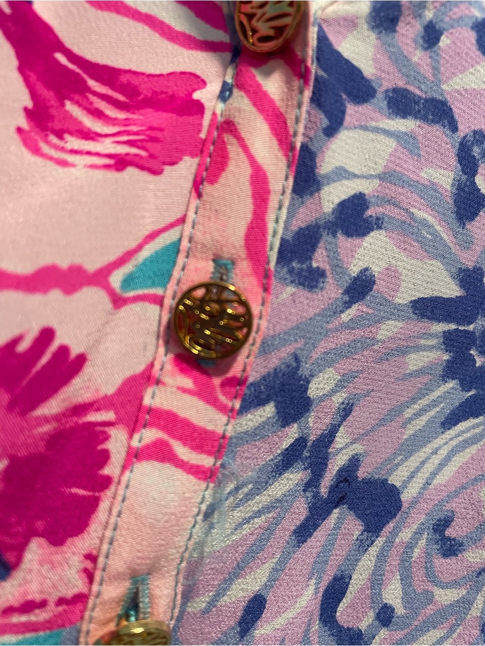 Lilly Pulitzer Vibrant Floral Peasant Blouse - Aqua, Pink & Lavender - Picture 4 of 5